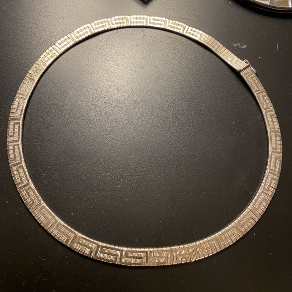 Sterling Silver Herringbone Greek Key Necklace - Picture 5 of 9